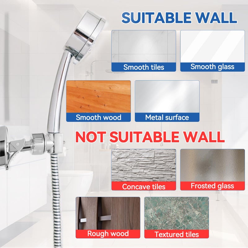 PROZADAHAO Adjustable Shower Head Holder, Bathroom Suction Cup Bracket for Handheld Shower, Removable Wall Mount (Silver-2) - Image 5